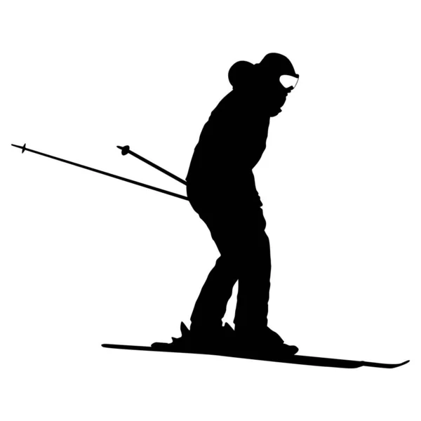 Mountain Skier Speeding Slope Sport Silhouette — Stock Vector