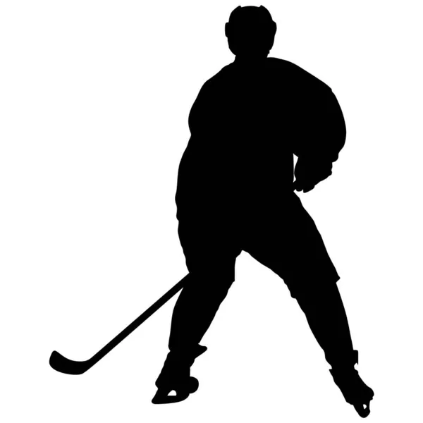Silhouette Joueur Hockey Sur Fond Blanc — Image vectorielle