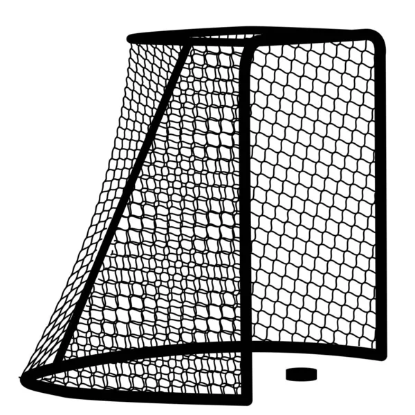 Silhouette Gol Hockey Sfondo Bianco — Vettoriale Stock