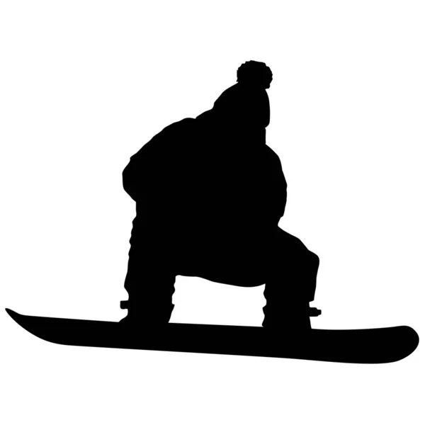 Zwarte Silhouettes Snowboarders Witte Achtergrond Afbeelding — Stockvector