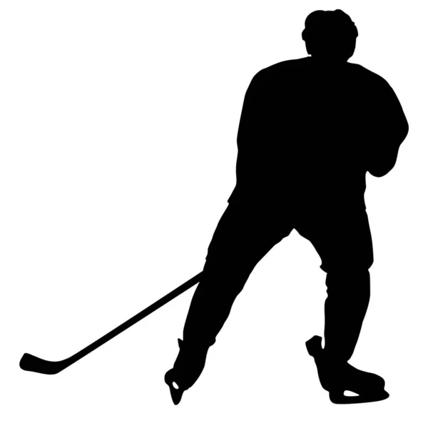 Silhouette Ishockeyspiller Hvit Bakgrunn – stockvektor