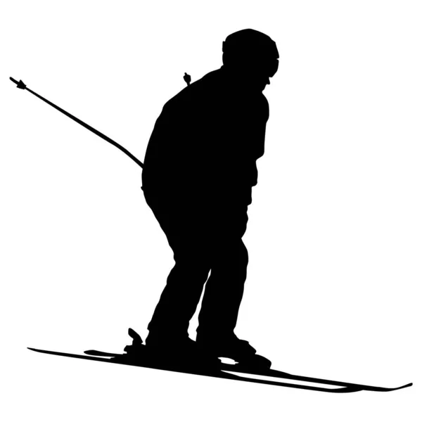 Esquiador Montaña Exceso Velocidad Por Pendiente Silueta Deportiva — Archivo Imágenes Vectoriales