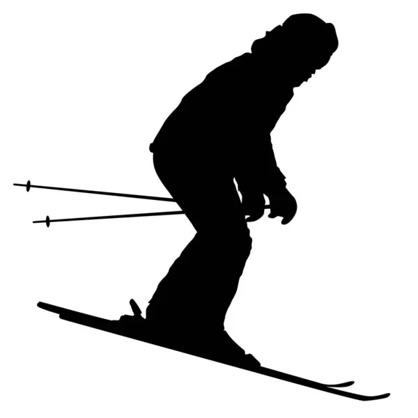 Mountain Skier Speeding Slope Sport Silhouette — Stock Vector