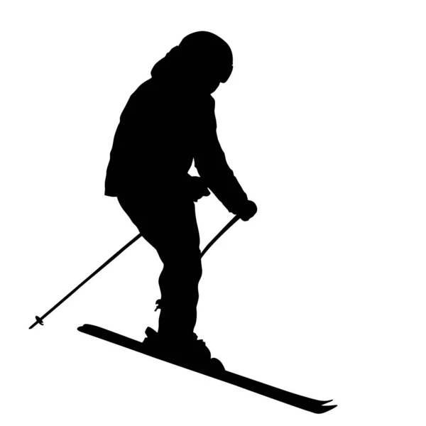 Mountain Skier Speeding Slope Sport Silhouette — Stock Vector