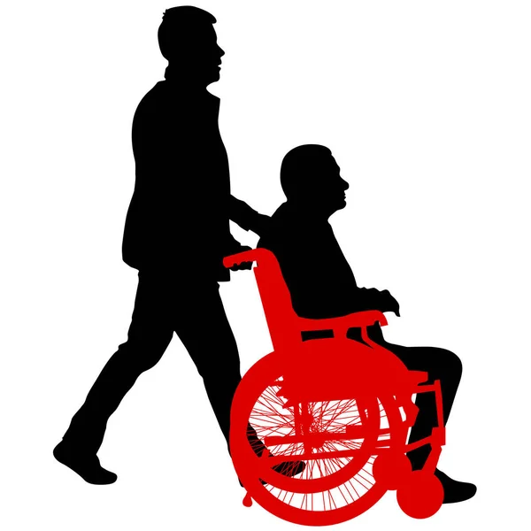 Silhouet Van Gehandicapten Een Witte Achtergrond — Stockvector