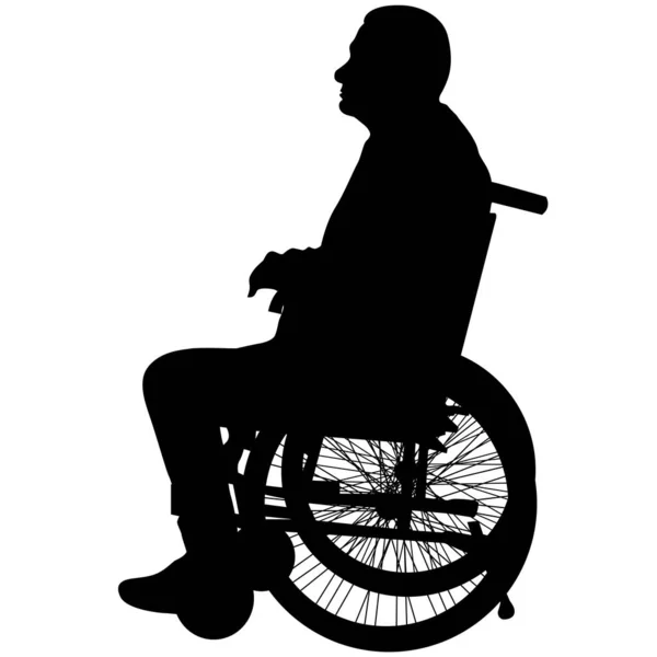 Silhouette Disabled People White Background — Stock Vector