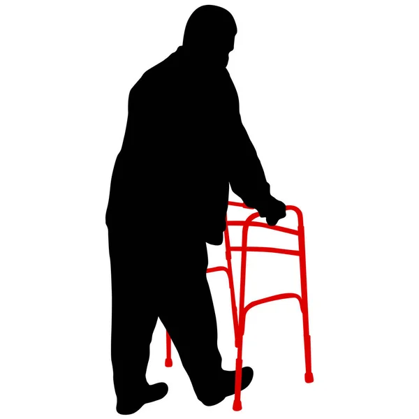 Silhouette Persone Disabili Sfondo Bianco — Vettoriale Stock