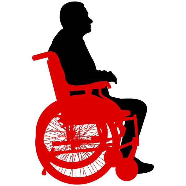 Silhouette Disabled People White Background — Stock Vector
