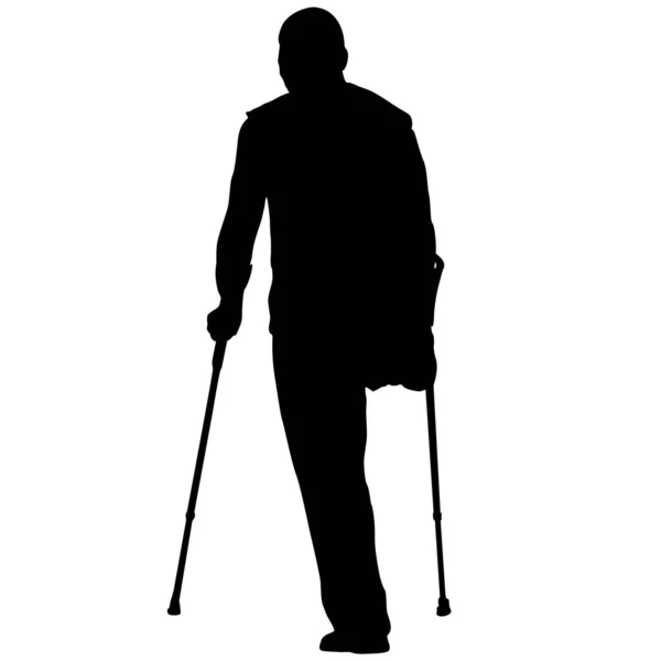 Silueta Personas Con Discapacidad Sobre Fondo Blanco — Vector de stock