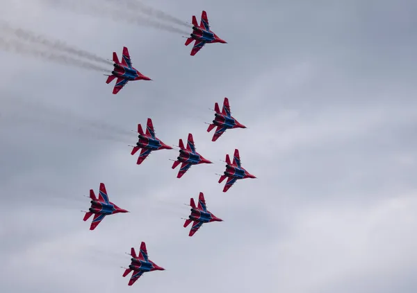 Moskau Russland Flugplatz Schukowski Juli 2021 Kunstflugteam Absolviert Demonstrationsflug Der — Stockfoto