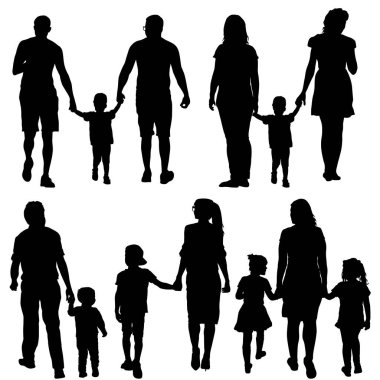 Mutlu aile siluetini beyaz bir arkaplanda ayarla.