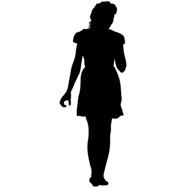 Beyaz arka planda yürüyen bir kızın silüeti..