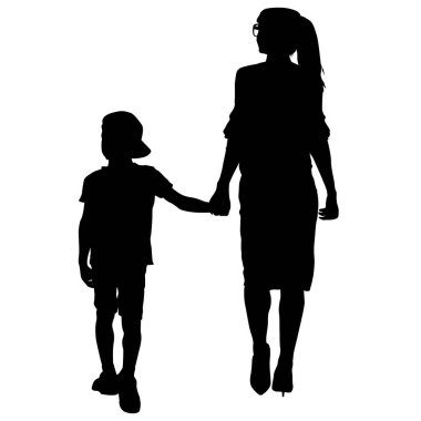 Beyaz arka planda mutlu aile silueti.