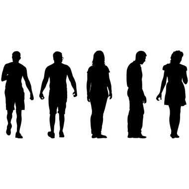 Beyaz Arkaplanda Duran Siluet Grubu.