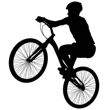 Beyaz arka planda bir spor bisikletçisinin silueti.