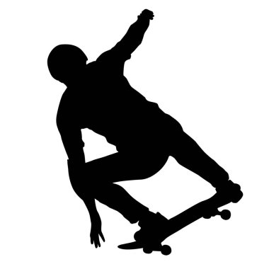 Atlayan bir kaykaycının siyah silueti..