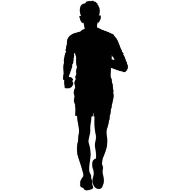 Siyah Siluetler Koşucular beyaz arka planda koşucular.