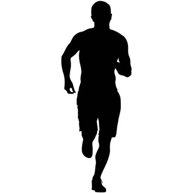 Siyah Siluetler Koşucular beyaz arka planda koşucular.