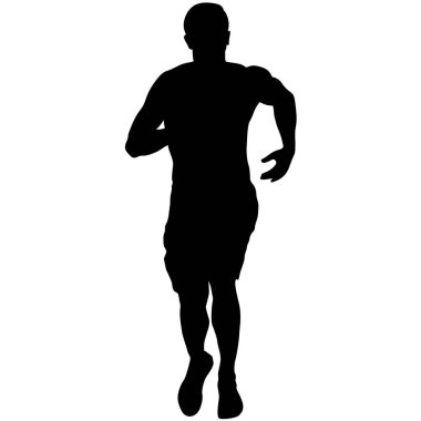 Siyah Siluetler Koşucular beyaz arka planda koşucular.