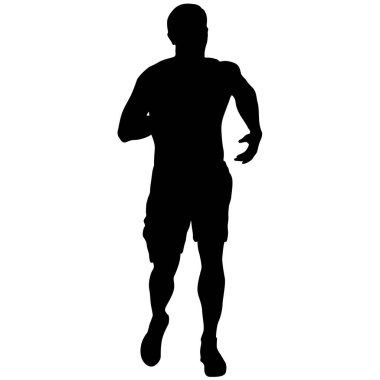 Siyah Siluetler Koşucular beyaz arka planda koşucular.