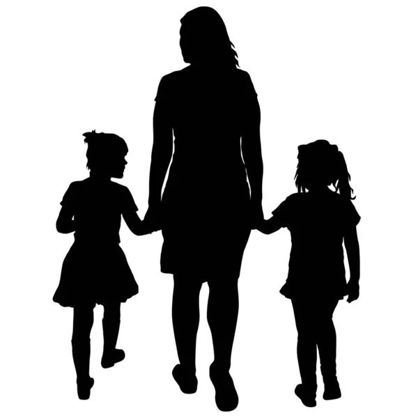 Silhouette Happy Family White Background — Stock Vector