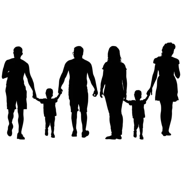 白色背景下幸福家庭的轮廓 — 图库矢量图片