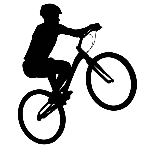 Silhouette Sports Cyclist White Background — Stock Vector