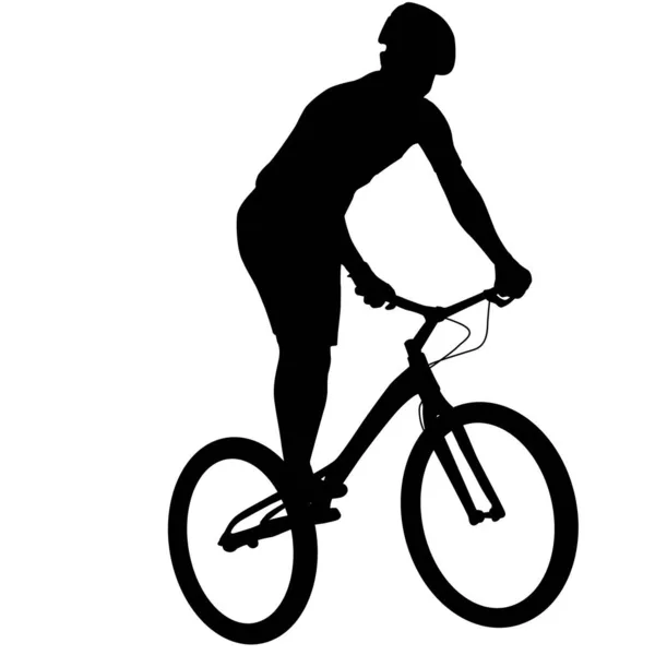Silueta Sportovního Cyklisty Bílém Pozadí — Stockový vektor
