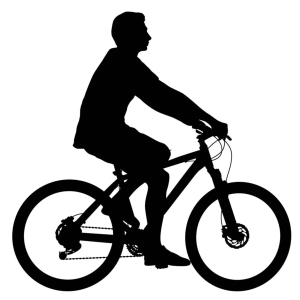 Silhouette Sports Cyclist White Background — Stock Vector