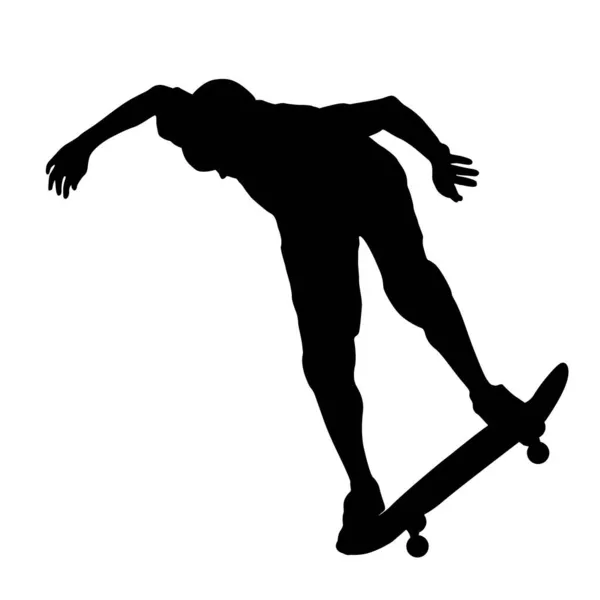 Schwarze Silhouette Eines Skateboarders Bei Einem Sprung — Stockvektor