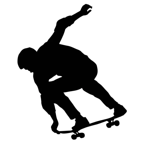 Schwarze Silhouette Eines Skateboarders Bei Einem Sprung — Stockvektor