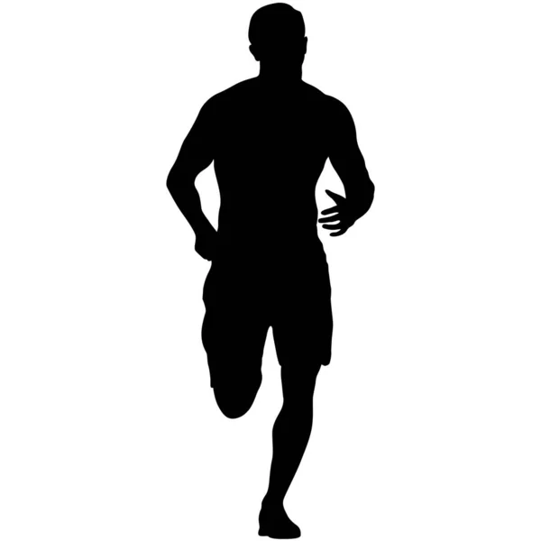 Black Silhouettes Runners Sprint Men White Background — Stock Vector