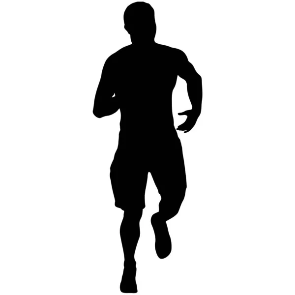 Fekete Sziluettek Runners Sprint Férfiak Fehér Háttér — Stock Vector