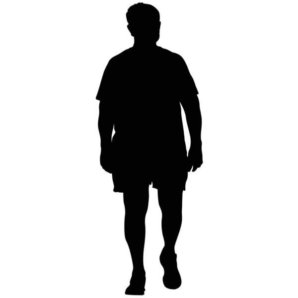 Black Silhouettes Large Man White Background — Stock Vector
