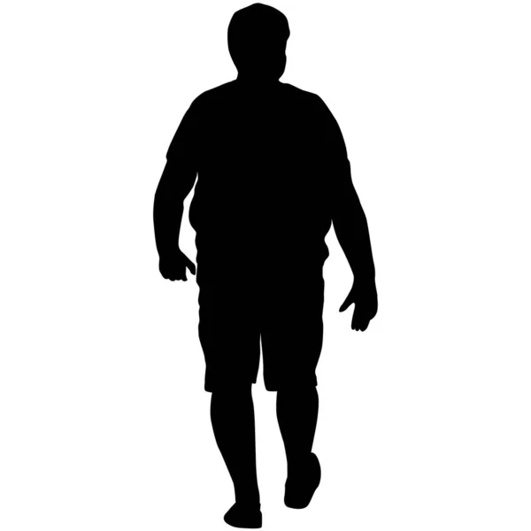 Schwarze Silhouetten Großer Mann Auf Weißem Hintergrund — Stockvektor