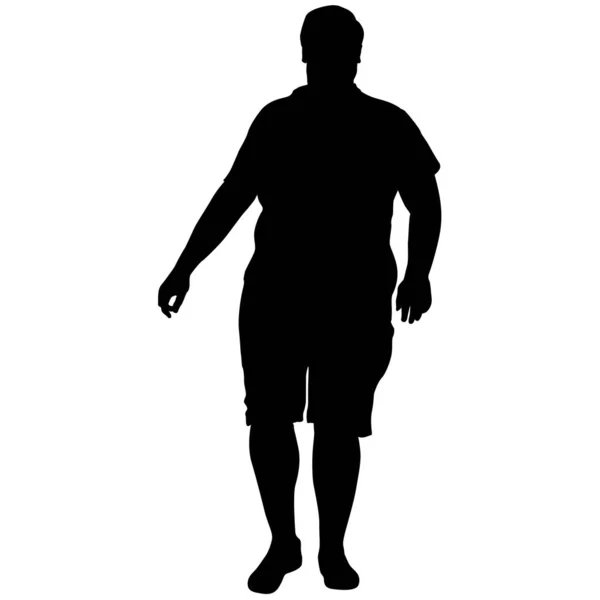Schwarze Silhouetten Großer Mann Auf Weißem Hintergrund — Stockvektor
