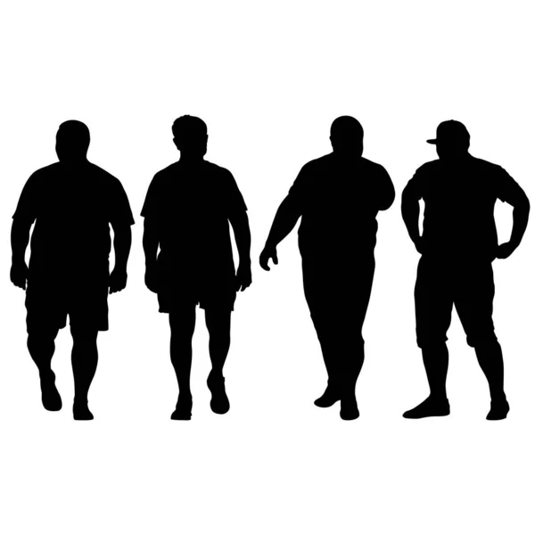 Black Set Silhouettes Large Man White Background — Stock Vector