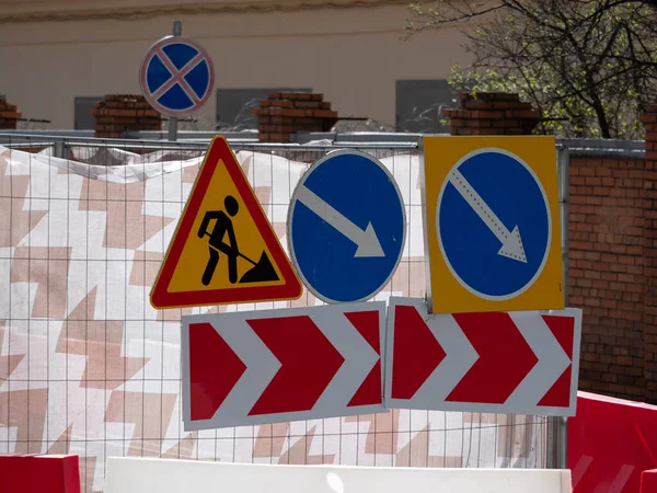 Obras Por Delante Señal Advertencia Camino — Foto de Stock