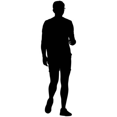 Beyaz arka planda yürüyen bir adamın silüeti..