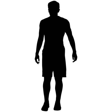 Beyaz arka planda yürüyen bir adamın silüeti..