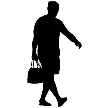 Beyaz arka planda yürüyen bir adamın silüeti..