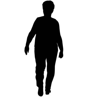 Beyaz arka planda yürüyen bir kadının silüeti..