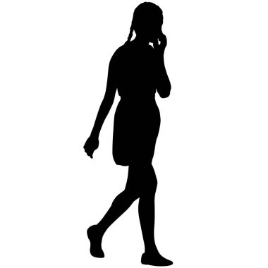 Beyaz arka planda yürüyen bir kadının silüeti..