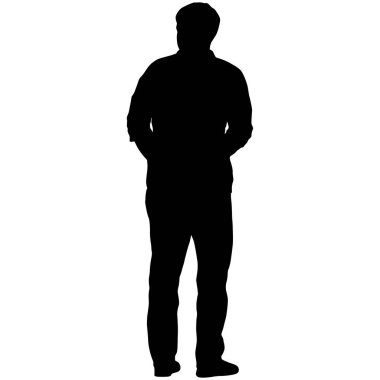 Beyaz arka planda yürüyen bir adamın silüeti..