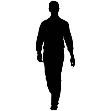 Beyaz arka planda yürüyen bir adamın silüeti..
