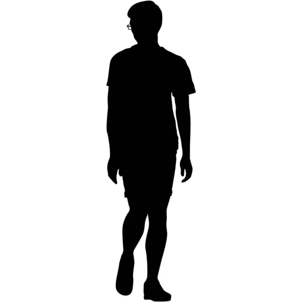 Silhouette Walking Man White Background — Stock Vector