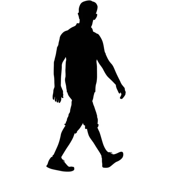 Silhouette Walking Man White Background — Stock Vector