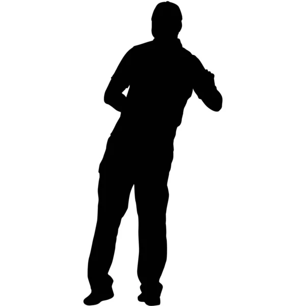 Silhouette Walking Man White Background — Stock Vector