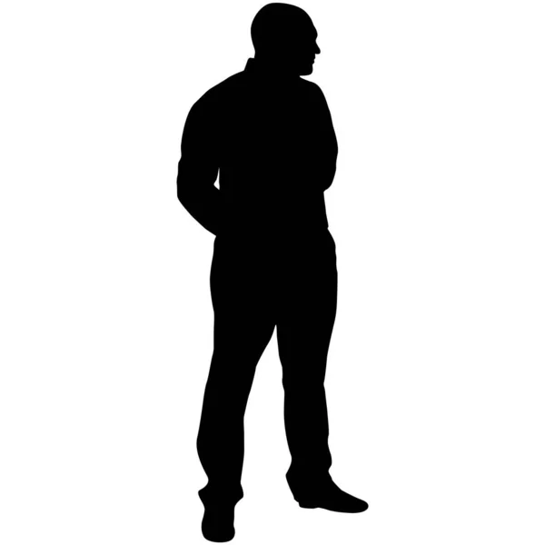 Silhouette Walking Man White Background — Stock Vector