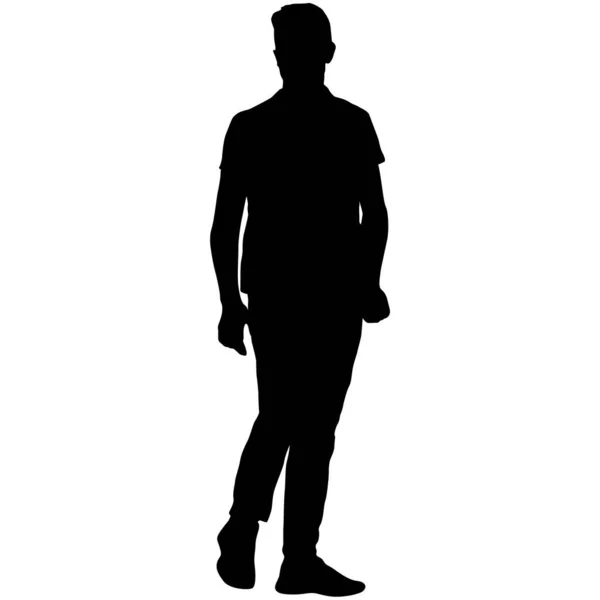 Silhouette Eines Wandelnden Mannes Auf Weißem Hintergrund — Stockvektor